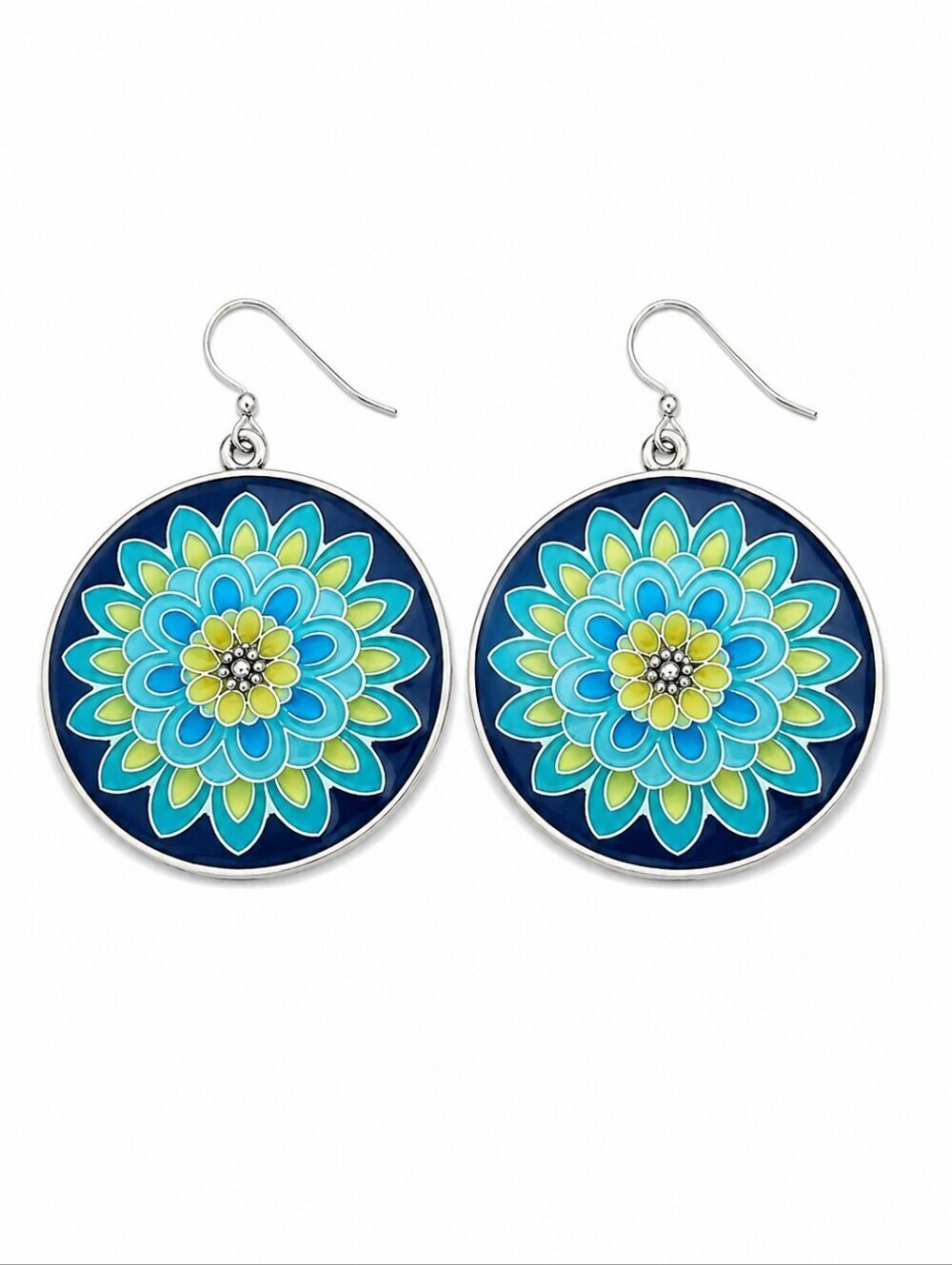 3/$30 Jumbo Metal Lotus Circle Dangle Hook Earrings